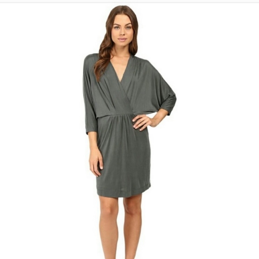 Women's Olive Green V-Neck Wrap Dress